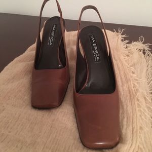 Stylish leather Sling back  3 inch heel